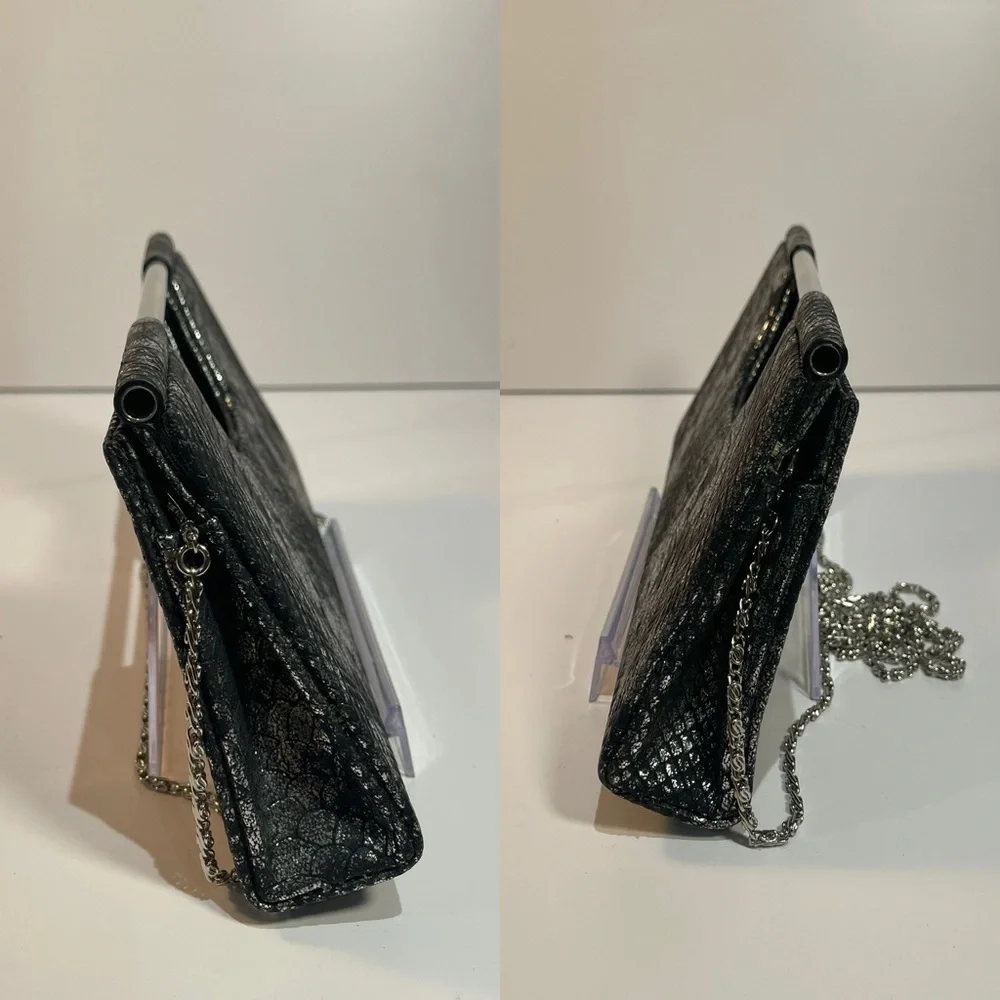 Kate Landry Reptile Print Crossbody Clutch W/ Detachable Chain. Snap Closure EUC - Picture 3 of 8